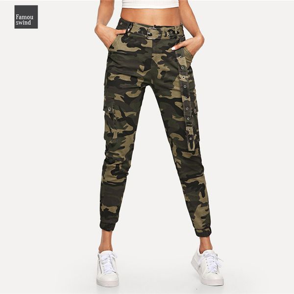 

женщины середина талии camo брюки мода капри голеностопного длина брюк sweatpants печать streetwear камуфляж карманный опоясанный штаны груз, Black;white