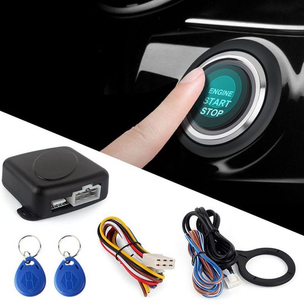 

smart rfid car alarm system push engine start sbutton lock ignition immobilizer with remote keyless go entry system 12v