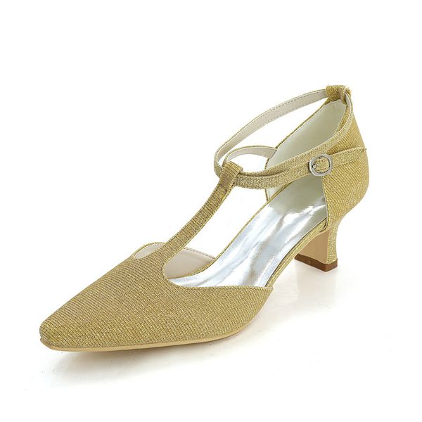 

onnpnnq mid heels women dress shoes pointed toe ankle buckle t strap prom evening wedding party women pumps, Black