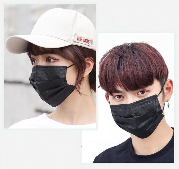 

dhl shipadultren black dust proof anti pollen mouth mask droplets pm2.5 catkin non woven face mask maschere 3ymo