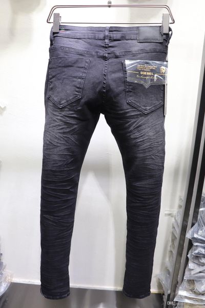 

20s mens designer jeans applique fashion side stripe stretch jeans skinny spliced ripped high stree denim pants us size 28-36, Blue