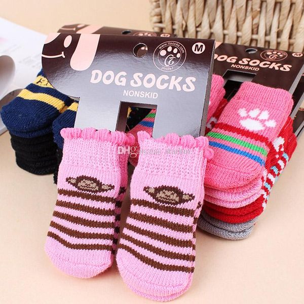 

pet dog socks winter warm cute puppy dogs soft cotton anti-slip knit weave sock skid bottom sock dog apparel dhl wx9-1262