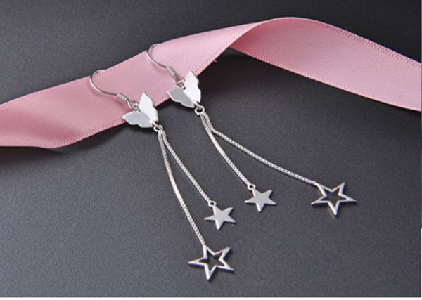 1 par mujeres Plata Perlas Cinco Anillos Joyería De Oreja Pendientes De Regalos