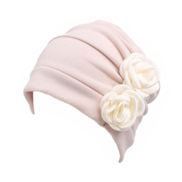 

women cancer hat head wrap comfortable ruffle casual flower pattern accessories chemotherapy cap soft beanie solid hair loss, Blue;gray