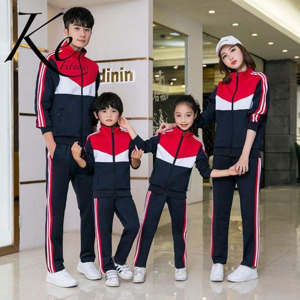 

ke new tracksuit family couple sport set plus size men woman kids footing jogging football fashion jacket striped sweater, White;black