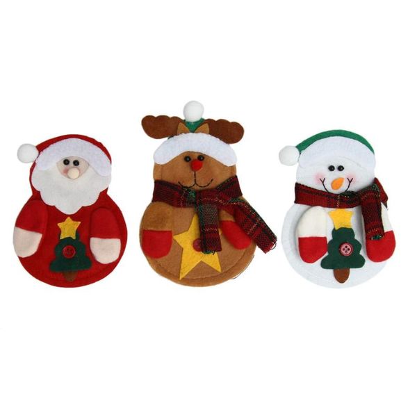 

3pcs christmas santa claus knife fork bag tableware cutlery holder navidad santa claus christmas gift decorations for xmas