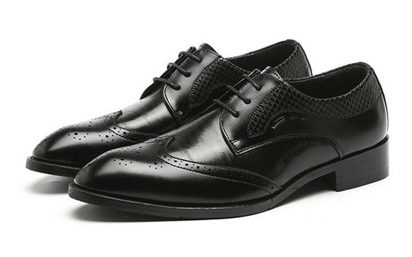 

37-48 men formal shoes office social designer wedding elegant male dress shoes lace up men business shoes plus size, Black