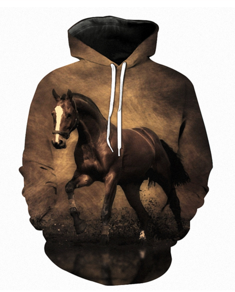 

2020 горячих продаж толстовки мужчины женщина 3d толстовка печати браун лошадь животные шаблон пуловер мужской casual творческий толстовка a, Black