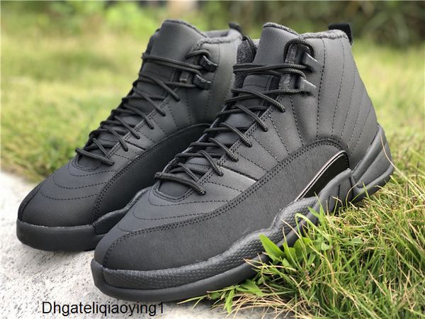 

new release authentic 12 high winterized real carbon fiber triple black 12s wntr anthracite man basketball shoes sports sneakers