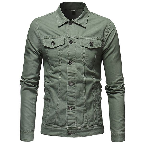 

e-baihui 2021 solid color denim jacket simple european and american men's casual slim coat red jeans jacket j17, Black;brown