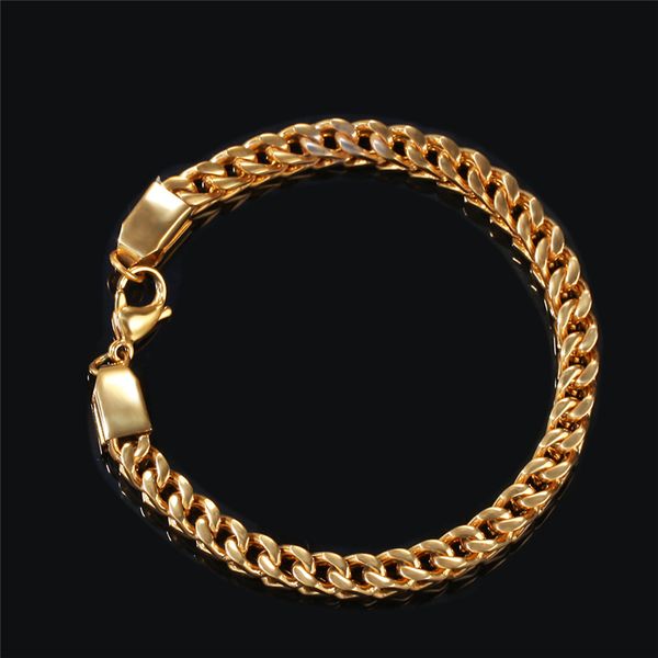 

european and american hip-hop simplicity 6mm square stainless steel men's chains retro personality bracelets, Black