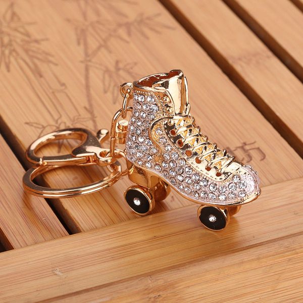 

new sale keyring bag charm pendant keys holder roller skates shoe crystal keychain jewelry key chain women girl gifts, Silver