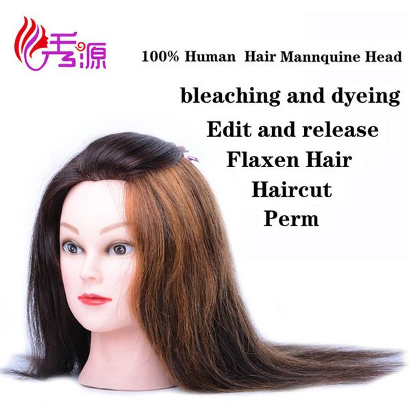 2019 518 Type Natural Color 100 Real Human Hair Training Head Can