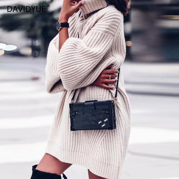 

winter long sleeve turtleneck sweater women long pullover korean christmas sweater jumper street warm knitted dress 2018, White;black