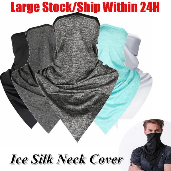 

1pc outdoor cycling breathable ice silk neck cover face bandana windproof dust neck cool scarf wrap sports neckwear headband hot, Black