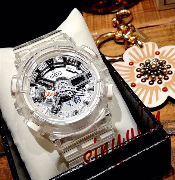 

transparent rubber sports watch large dial sports men's waterproof multi-function luxury watch factory wholesale student watches