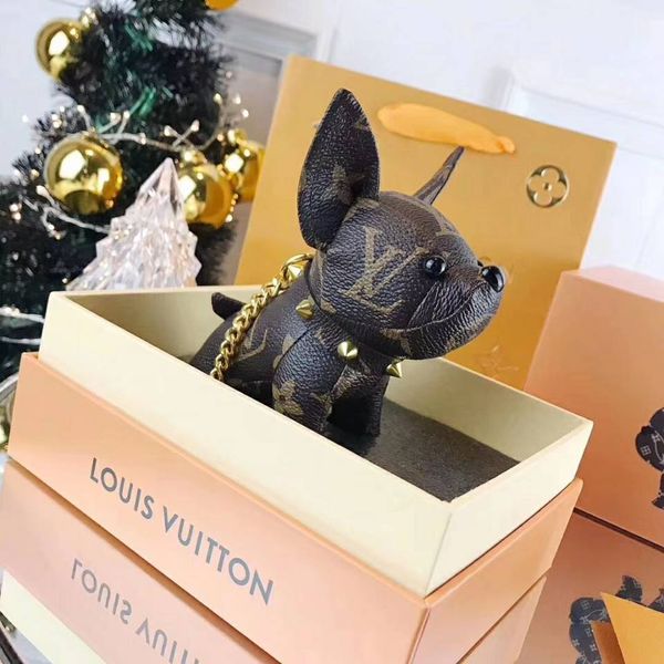

2019 de igner key chain cute doll leather french bulldog key chain fa hionable handbag pendant brand gift box