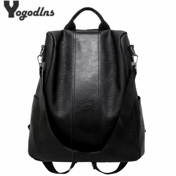 

simple preppy style nylon backpack women daypack shoulder bags for teen girls fashion pu leather backpacks rucksack