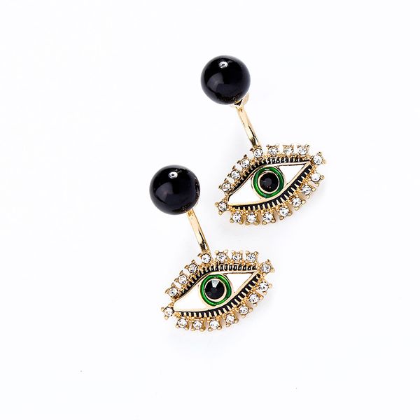 

punk unique white&black enamel acrylic crystal evil eyes stud earrings for women gifts gold color new fashion jewelry, Silver