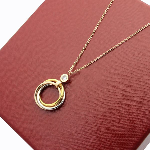 

fashion titanium steel rose gold silver plated love necklace for women wedding lovers necklace three-color couple jewelry with crystal