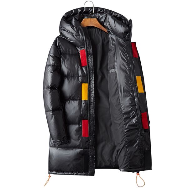 

2018 new arrival winter 80% white duck down hooded long jackets men,print letters waterproof parkas men. b55, Black