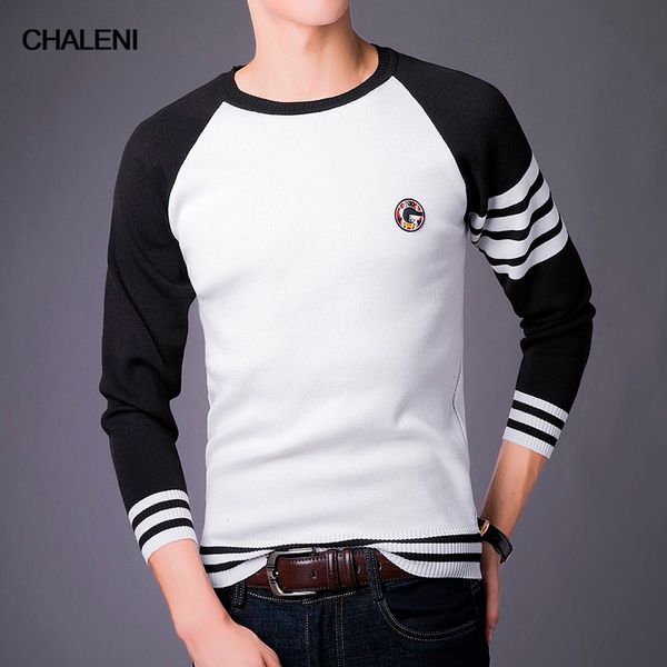 

autumn and winter new arrival korean style male pullovers round neck casual full sleeve striped seaters qc-b613-lr8853, White;black