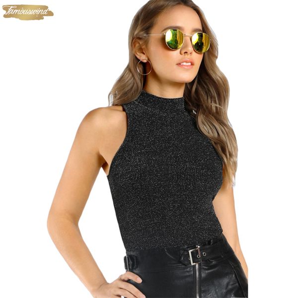 

tank women mock neck glitter ribbed black women fitness vest stand collar elegant tank for women, White