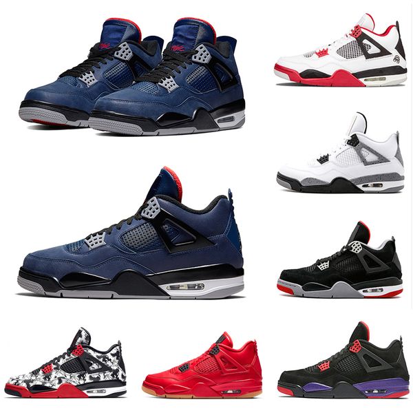 

4 wntr loyal blue 4s white cement iv what the cactus jack cool grey mens womens basketball shoes mushroom sports designer sneakers 36-45, White;red