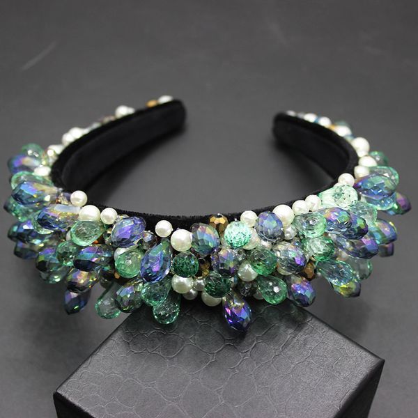 

new baroque green vintage hairband women tiaras bridal crowns hair jewelry bridal accessories wedding jewelry 200 y200727, White;golden