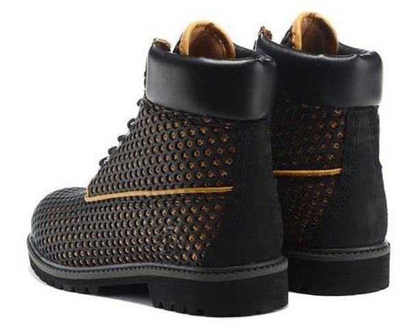 

hion men outdoor hiking boots pure leather men motorcycle boots, Black