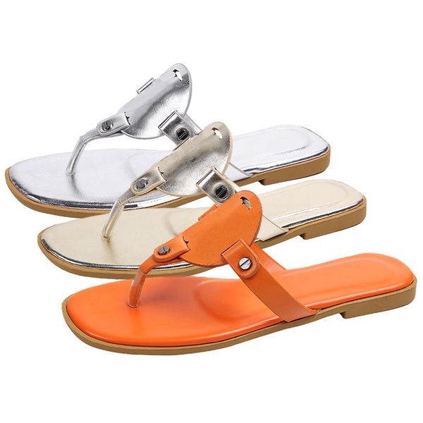 

2020 summer new casual home shoes women fashion round head flat house slippers woman low heels non slip ladies orange flip-flops, Black