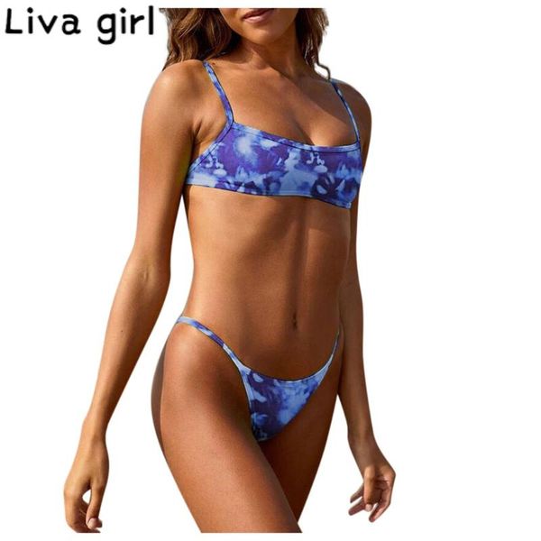 

bikinis set liva girl blue bikini push up padded swimsuit bandeau women's two pieces solid swimwear women fashion beachwea