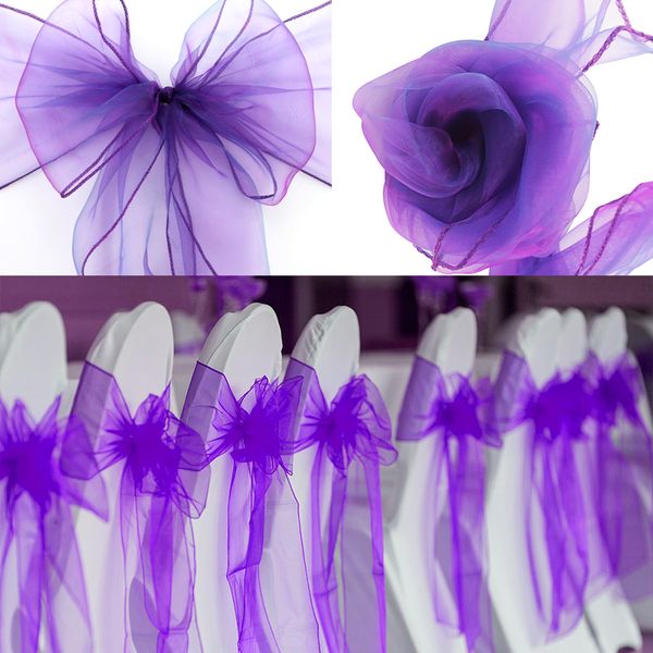 

25pcs/lot wedding chair sashes organza chair sashes bow for christmas decoration party supplies holiday diy decorations