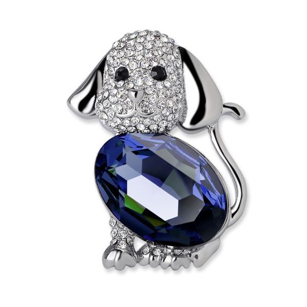 

ajojewel blue crystal dog pin brooch cute animal jewelry women's brooches rhinestone coat dress accessories bijouterie broches, Gray