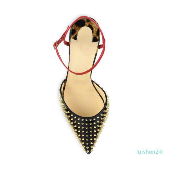 

zandina womens rivets spikes slingback high heel sandals party evening dressing stiletto shoes l24, Black