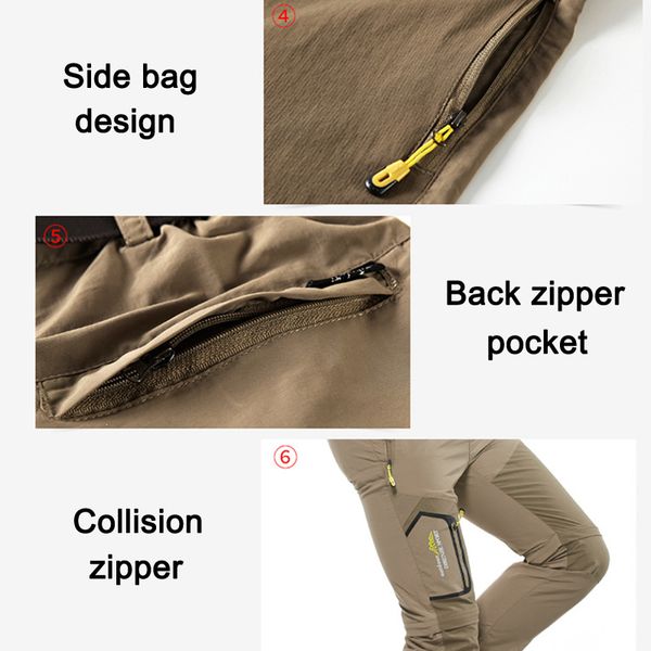 

men zip off pants quick drying trousers for outdoor summer climbing hiking lt88, Black;blue