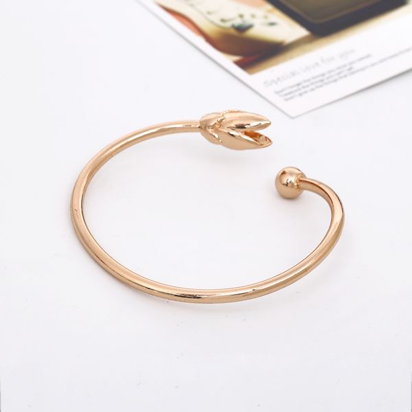 

new fashion gold color open bracelet & bangles for women jewelry gift charm flower female accessories, White