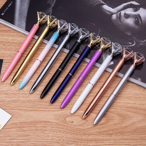

crystal diamond ballpoint pens fashion school office supplies new design big gem metal ball pen student gift