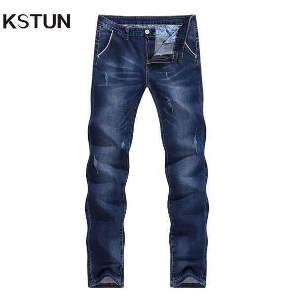 

карандаш брюки мужские джинсы известного бренда stretch прямые slim fit синий мужские джинсы классические джинсовые повседневные брюки длинн, Blue
