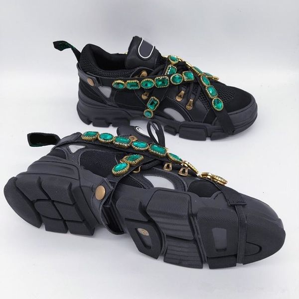 

2019 new authentic flashtrek sneaker with removable crystals man women casual shoes mountain climbing lace-up hiking boots sneakers with box, Black