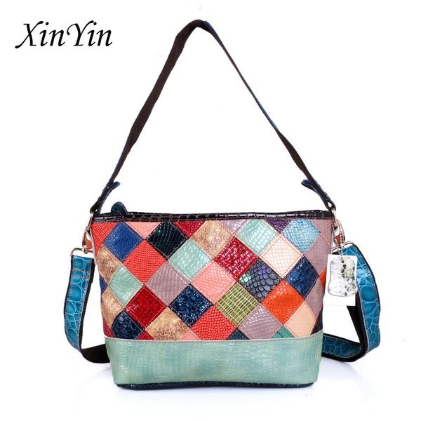 

цветной сращивания мешок кроссбоди для женщин 2020 высокого качества из натуральной кожи кисточкой сумка плеча мешки больших