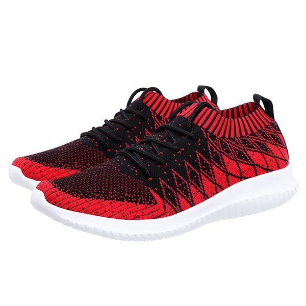 

light weight running shoes for women men black red grey primeknit sock trainers sports sneakers homemade brand made in china size 39-44, White;red