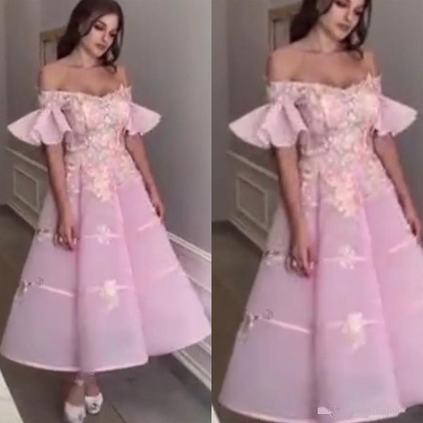 

pink prom dresses 2020 v neck off the shoulder lace appliques beaded crystal a line tea length evening dresses vestidos de festa longo, Black