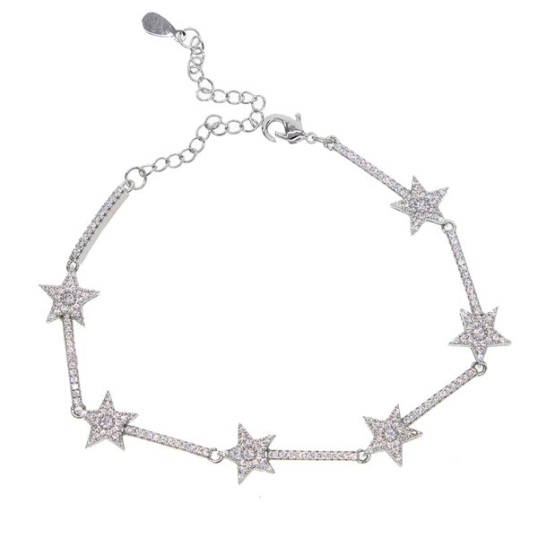 

wholesale- bracelet for women simple paved cz star cz bar design linked fashion jewelry for 2018 christmas gift charming women jewelry, Golden;silver