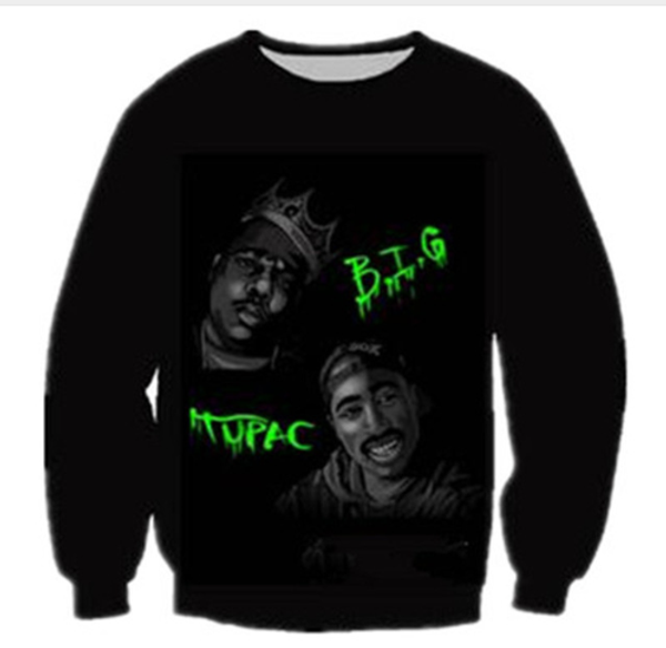 

новая мода толстовка толстовки мужчины женщины 3d печати рэпер тупак 2pac горячая стиль смешные 3d уличная одежда рукав спортивный костюм пу, Black