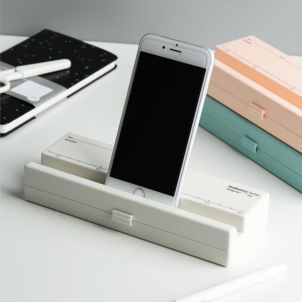 

small fresh color multi-functional mobile phone holder pencil box desk simple stationery thick storage box pen case pencil bag