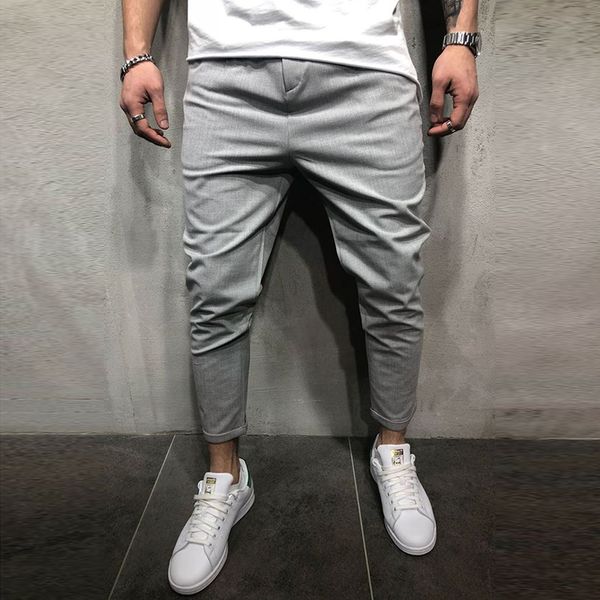 

streetwear men pants spring fashion harem pants casual ankle length track hip hop slim trousers pockets ing, Black