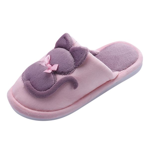 

cartoon cat winter home women slippers warm shoes couples cute cartoon cat warm non-slip floor home slippers indoor shoes, Black