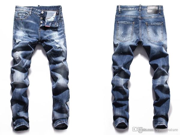 

2020 new mens jeans men jeans famous brand slim fit mens printed jean biker denim men overalls hip hop jeans pour hommes, Blue