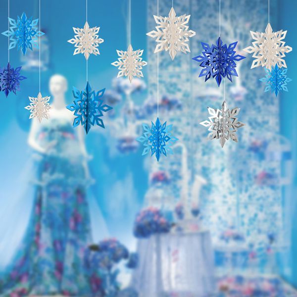 Simple 3d White Snowflake Christmas New Year Ornaments Xmas Tree